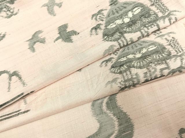 平和屋着物▽上質な紬　単衣　風景文　正絹　逸品　AABE5776fy