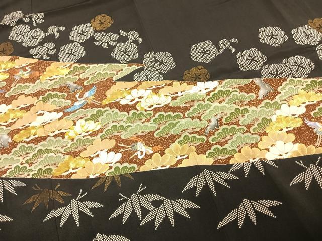 平和屋着物○創業460年・千總 黒留袖 駒刺繍 松竹梅 飛鶴文 金糸 金彩
