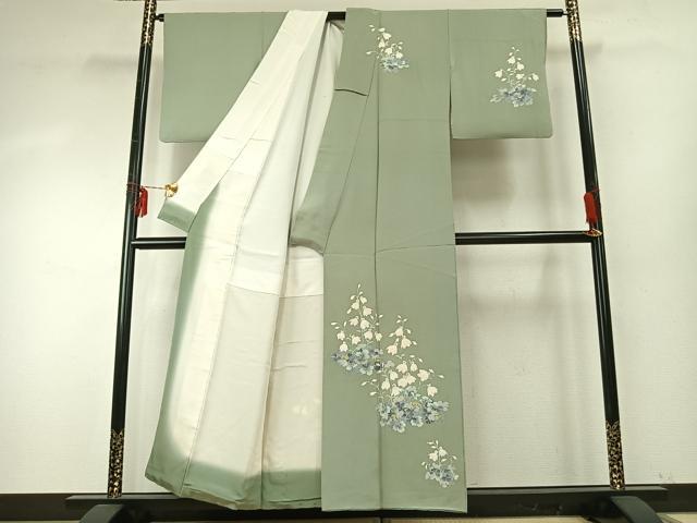 平和屋着物●本加賀友禅作家　寺西英樹　訪問着　草花文　正絹　逸品　AABE5787fy_1