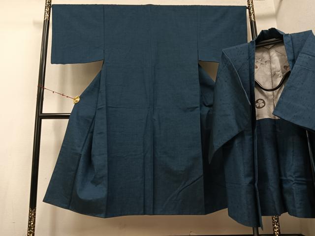 平和屋着物●男性　紬　アンサンブル　色無地　褐返し色　正絹　逸品　AABE5849ph