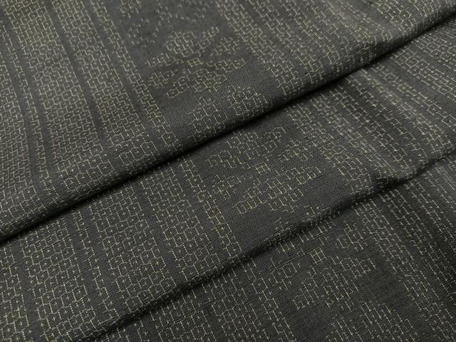 平和屋着物●結城紬　80亀甲　花間道　正絹　逸品　AABE5866ph