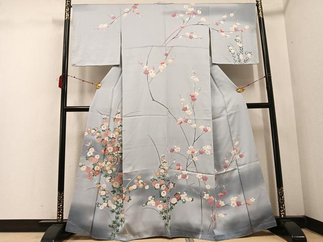 平和屋着物●訪問着　友禅　枝花文　暈し染め　金彩　正絹　逸品　未使用　AABE5870ph