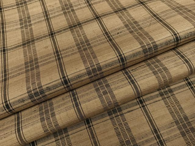 平和屋着物●上質な紬　格子　正絹　逸品　AABE5911ph