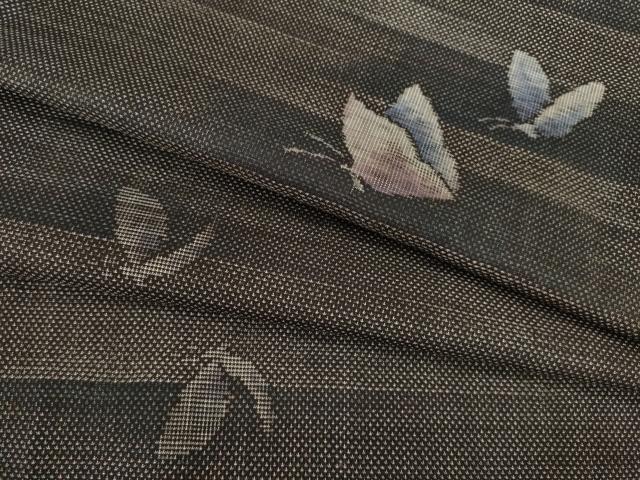 平和屋着物●都喜ヱ門　本場大島紬　カタス7マルキ　総絣　舞蝶文　藤絹織物謹製　正絹　逸品　AABE5935ck