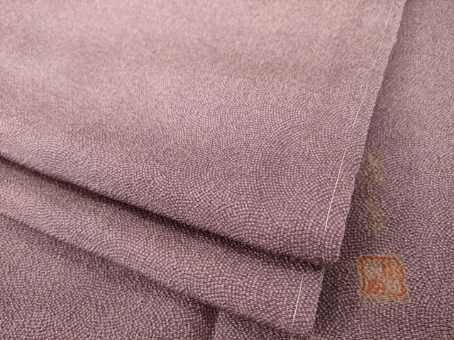 平和屋着物●江戸小紋　作家物　極小鮫小紋柄　鬼しぼ縮緬　正絹　逸品　AABE5948ck