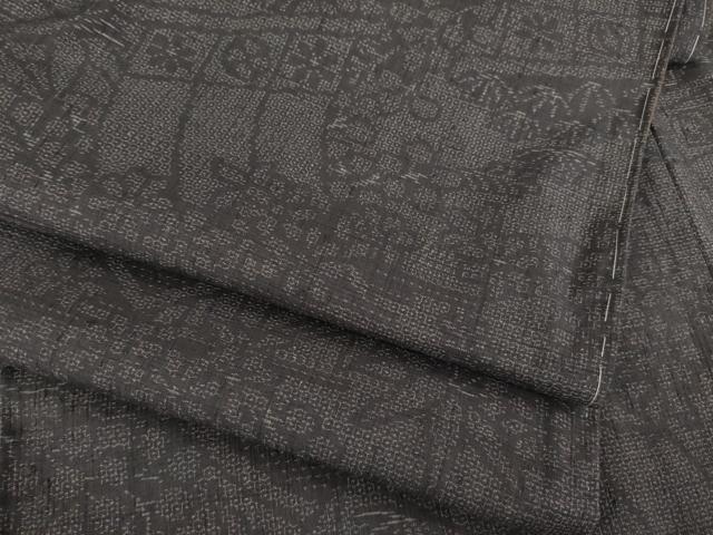 平和屋着物●結城紬　100亀甲　几帳文　正絹　逸品　未使用　AABE5956ck