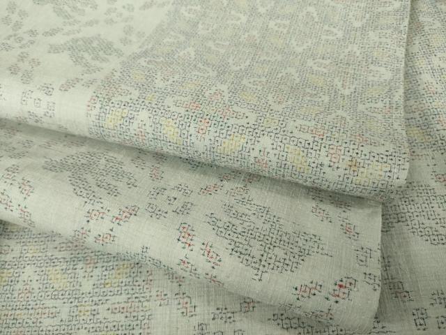 平和屋着物●本場結城紬　重要無形文化財　100亀甲　花鳥文　反端付き　正絹　逸品　AABE5973ck