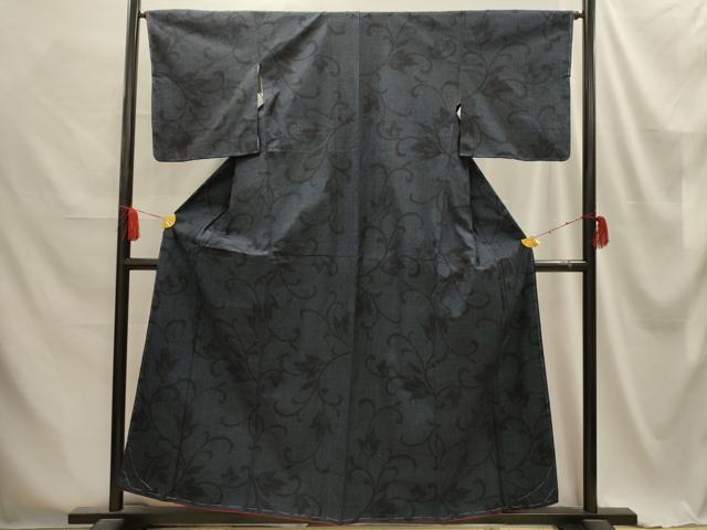 平和屋着物●本場結城紬　100亀甲　花唐草文　正絹　逸品　AABE6079sx