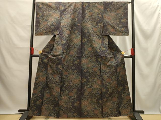 平和屋着物■極上　夏物　小千谷紬　紗　草花文　逸品　未使用　CZAA3408s5 平和屋着物□極上 男性 夏物 本場小千谷ちぢみ 麻 色無地 薄花色 証紙