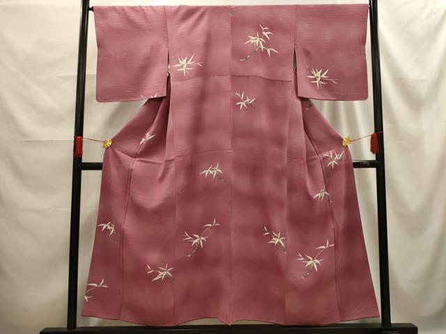 平和屋着物■上質な小紋　笹の葉文　暈し染め　正絹　逸品　AABE6645sx