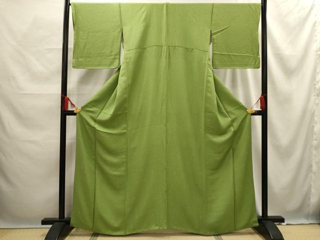 平和屋着物■上質な色無地　草花地紋　苗色　正絹　逸品　AABE6673sx