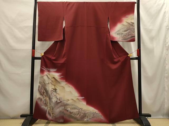 平和屋着物■訪問着　風景文　暈し染め　正絹　逸品　AABE6679sx