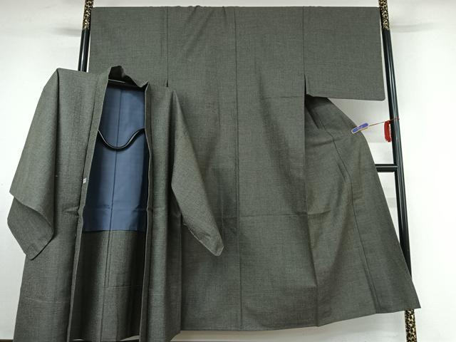 平和屋着物▽男性　紬　単衣　アンサンブル　霞文　高島屋扱い　AABE6912jh