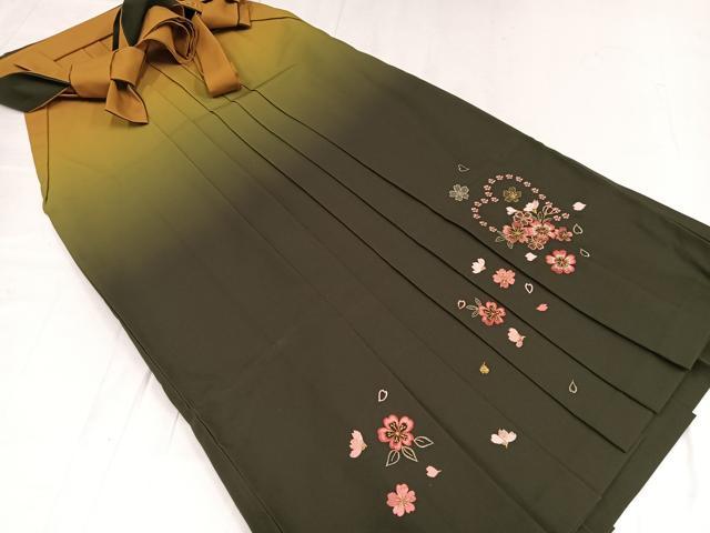 平和屋着物●「anan」ブランド　女性　行灯袴　刺繍　舞花文　暈し染め　洗える着物　AABE6927ph