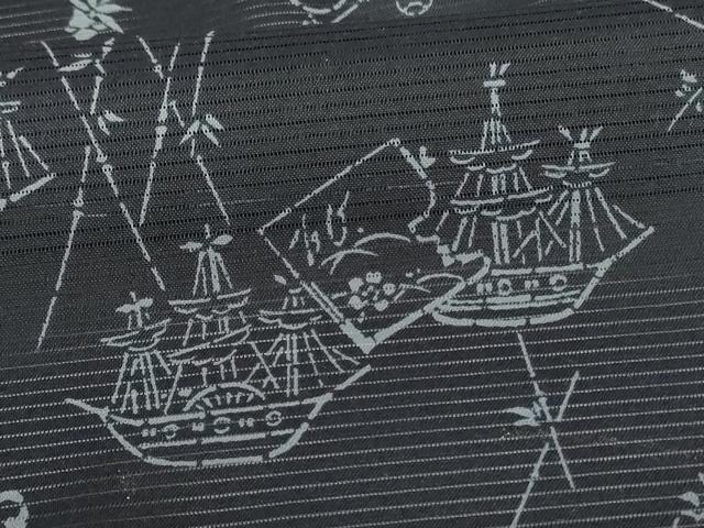 平和屋着物＊夏物　小紋　絽　花唐草文　船　やまと誂製　洗える着物　AABE7421jd 平和屋着物＊夏物 小紋 絽 花唐草文 船 やまと誂製 洗える着物