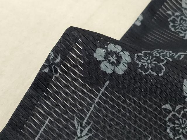 平和屋着物＊夏物　小紋　絽　花唐草文　船　やまと誂製　洗える着物　AABE7421jd 平和屋着物＊夏物 小紋 絽 花唐草文 船 やまと誂製 洗える着物