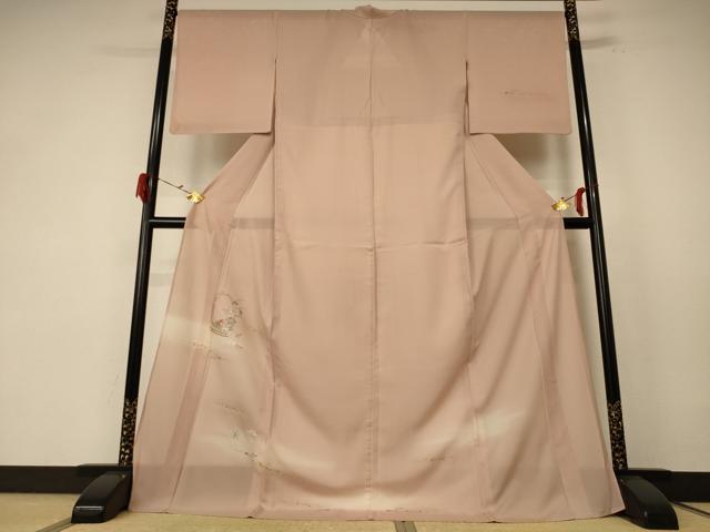 平和屋着物＊夏物　訪問着　絽　刺繍　花籠文　暈し染め　金彩　ロング丈　正絹　逸品　AABE7488jd
