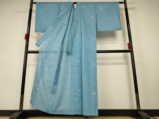 平和屋着物＊夏物　小紋　絽　芝花文　洗える着物　AABE7507jd_2