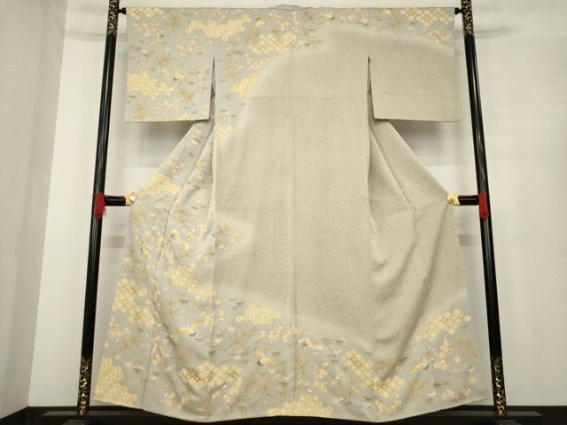 平和屋着物●訪問着　友禅　飛鶴吉祥花文　正絹　逸品　AABE7558ck