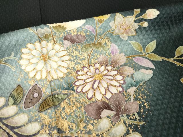平和屋着物●訪問着　辻が花　駒刺繍　花丸文　暈し染め　金彩　正絹　逸品　AABE7737ck_5