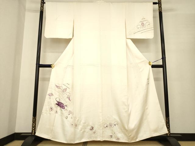 平和屋着物●京の名門　じゅらく謹製　帝王紫(古代帝王紫)　訪問着　刺繍　花鳥文　金彩　正絹　逸品　AABE7745ck