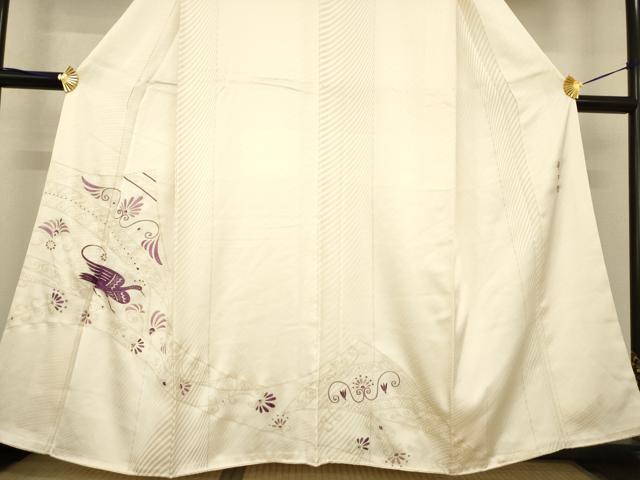 平和屋着物●京の名門　じゅらく謹製　帝王紫(古代帝王紫)　訪問着　刺繍　花鳥文　金彩　正絹　逸品　AABE7745ck_2