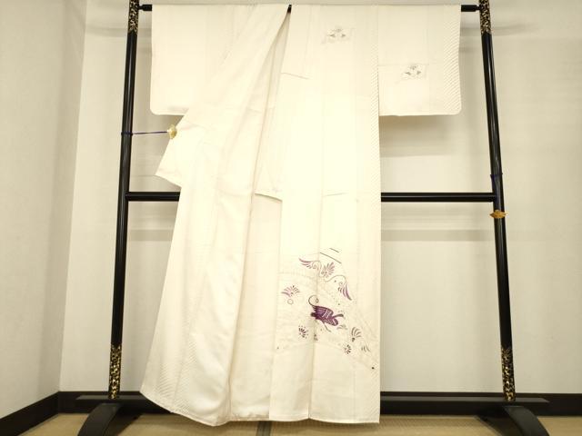 平和屋着物●京の名門　じゅらく謹製　帝王紫(古代帝王紫)　訪問着　刺繍　花鳥文　金彩　正絹　逸品　AABE7745ck_1