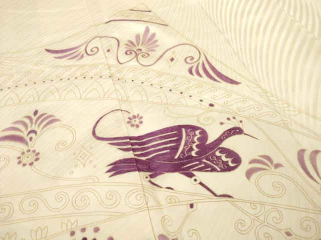 平和屋着物●京の名門　じゅらく謹製　帝王紫(古代帝王紫)　訪問着　刺繍　花鳥文　金彩　正絹　逸品　AABE7745ck_3
