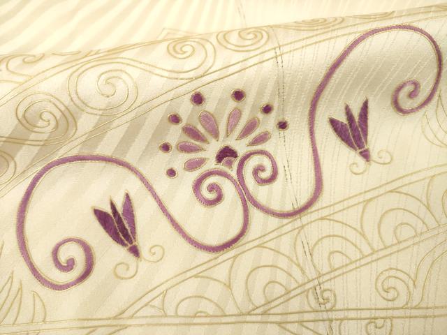 平和屋着物●京の名門　じゅらく謹製　帝王紫(古代帝王紫)　訪問着　刺繍　花鳥文　金彩　正絹　逸品　AABE7745ck_6