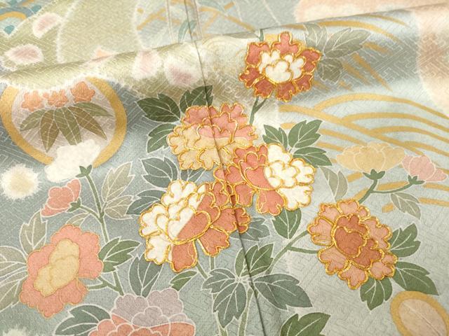 平和屋着物○訪問着 作家物 桃山 駒刺繍 道長花文 正絹 逸品