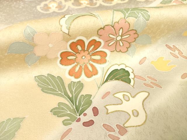 平和屋着物●創業460年・千總　訪問着　駒刺繍　更紗花鳥文　暈し染め　金彩　正絹　逸品　未使用　AABE7784ck_6