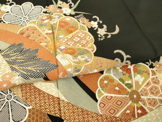 平和屋着物●創業460年・千總　黒留袖　駒刺繍　蔓帯花文　金彩　伊勢丹扱い　正絹　逸品　AABE7791ck_4