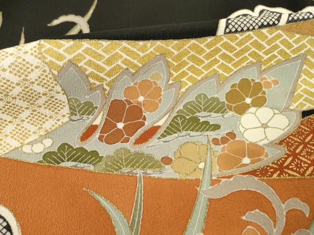 平和屋着物●創業460年・千總　黒留袖　駒刺繍　蔓帯花文　金彩　伊勢丹扱い　正絹　逸品　AABE7791ck_6