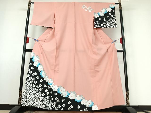 平和屋着物▽訪問着　単衣　舞花文　暈し染め　洗える着物　AABE8075jh