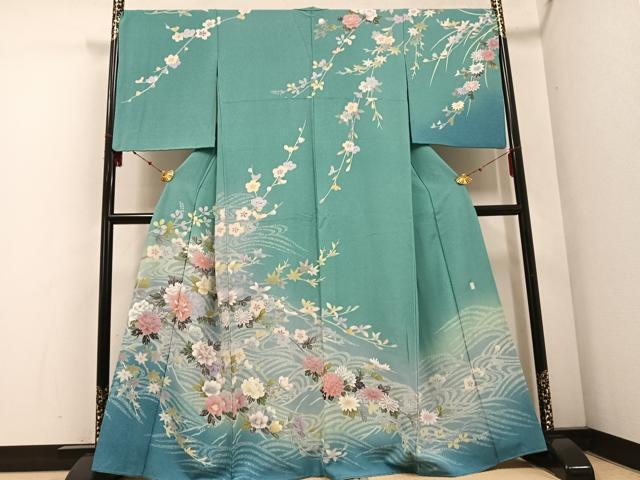 平和屋着物□訪問着 友禅 作家物 枝花文 正絹 逸品 AABI6534st 友禅