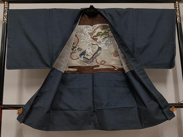 平和屋着物●男性　本場大島紬　アンサンブル　100亀甲　総詰め　正絹　逸品　AABE8138ph_8
