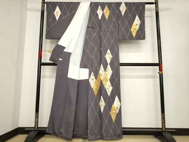 平和屋着物●訪問着　友禅　花菱文　金彩　正絹　逸品　AABE8239ck_1