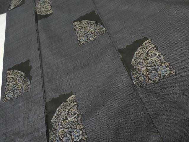 平和屋着物●本場大島紬　一元7マルキ　洋花文　正絹　逸品　AABE8537cs_3