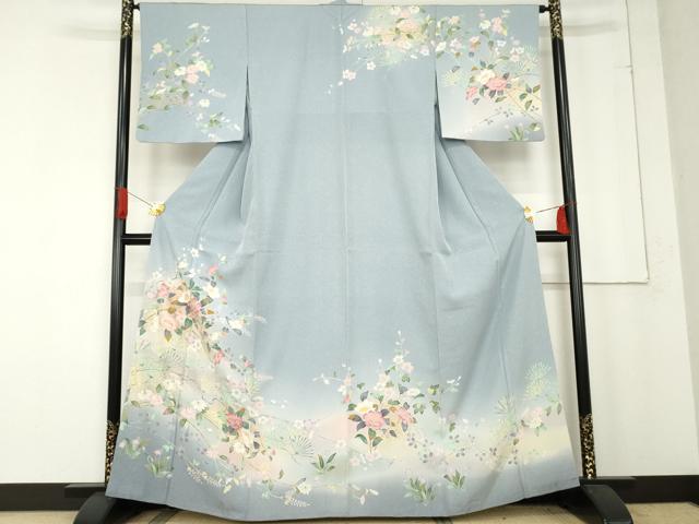 平和屋着物●訪問着　花松文　暈し染め　金彩　正絹　逸品　AABE8573cs