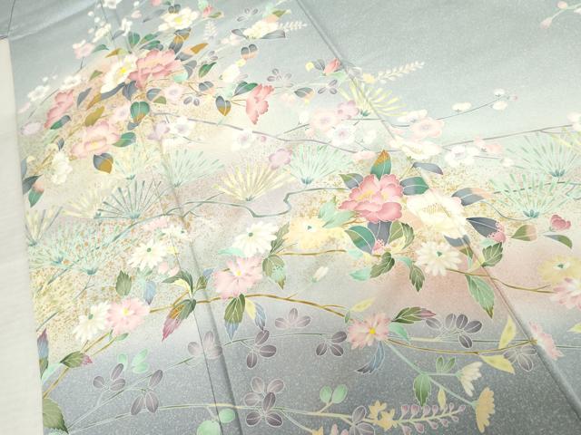 平和屋着物●訪問着　花松文　暈し染め　金彩　正絹　逸品　AABE8573cs_4