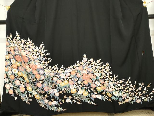 平和屋着物●豪華黒留袖　友禅　作家物　翠晶　花鳥文　正絹　逸品　AABE8608cs_2