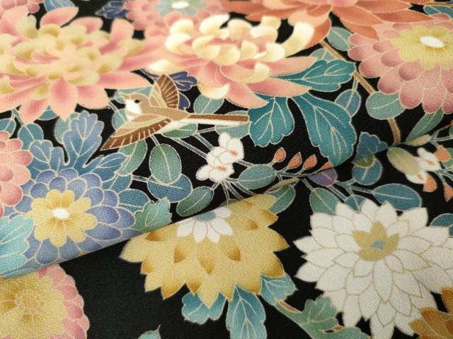 平和屋着物●豪華黒留袖　友禅　作家物　翠晶　花鳥文　正絹　逸品　AABE8608cs_5