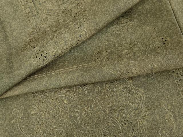 平和屋着物●上質な小紋　総刺繍　中国三大刺繍　スワトウ刺繍　汕頭刺繍　正倉院花文　暈し染め　ロング丈　正絹　逸品　AABE8611cs