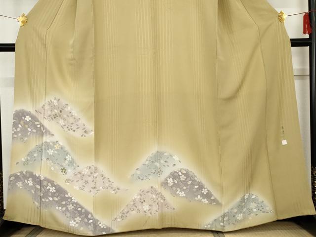 平和屋着物●染色作家　林淳一　訪問着　刺繍　重ね山花文　暈し染め　金糸　正絹　逸品　AABE8656cs_2