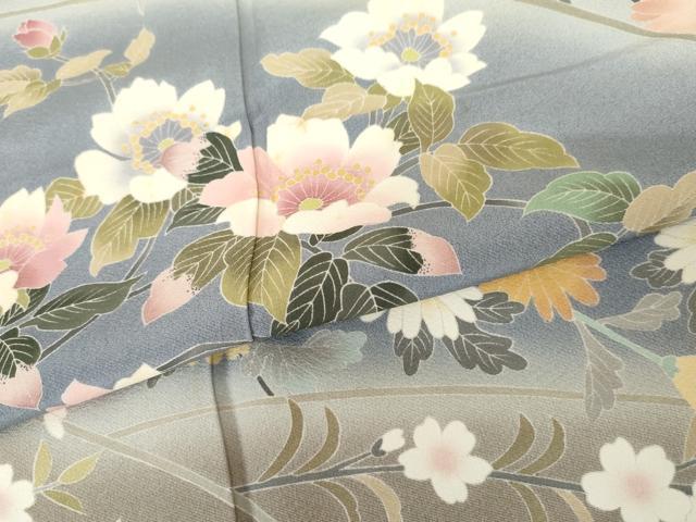 平和屋着物●十日町友禅作家　岡村蒼風　訪問着　枝花文　暈し染め　正絹　逸品　AABE8657cs_5