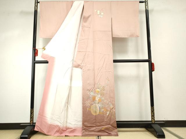 平和屋着物●金彩友禅　卓越技能者・名工・和田光正　訪問着　花車文　暈し染め　金銀彩　正絹　逸品　未使用　AABE8673cs_1