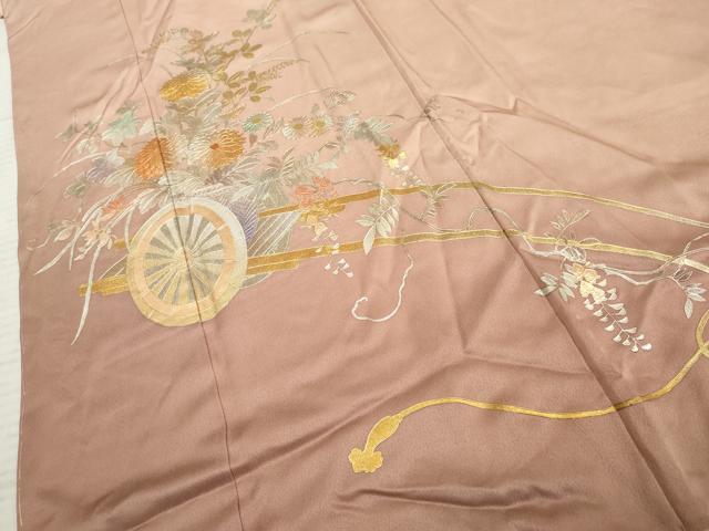 平和屋着物●金彩友禅　卓越技能者・名工・和田光正　訪問着　花車文　暈し染め　金銀彩　正絹　逸品　未使用　AABE8673cs_4