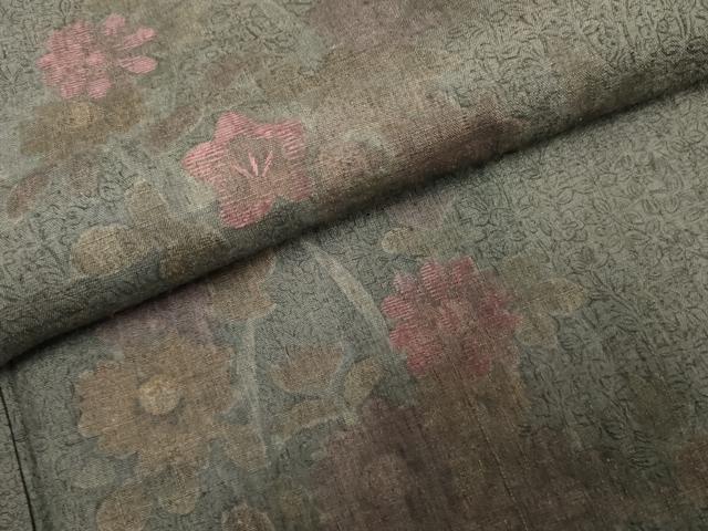 平和屋着物●本場結城紬　重要無形文化財　訪問着　刺繍　草花文　奥順織物謹製　ますいわ屋扱い　証紙付き　正絹　逸品　AABE8679cs_4