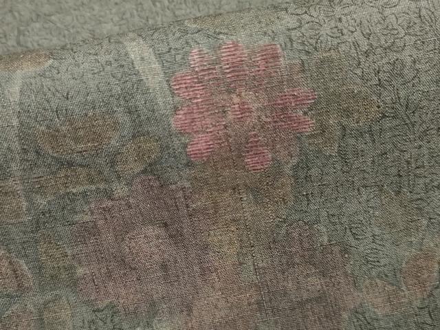 平和屋着物●本場結城紬　重要無形文化財　訪問着　刺繍　草花文　奥順織物謹製　ますいわ屋扱い　証紙付き　正絹　逸品　AABE8679cs_5