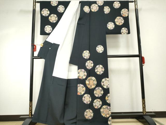 平和屋着物●訪問着　友禅　駒刺繍　花丸文　金彩　正絹　逸品　AABE8680cs_1